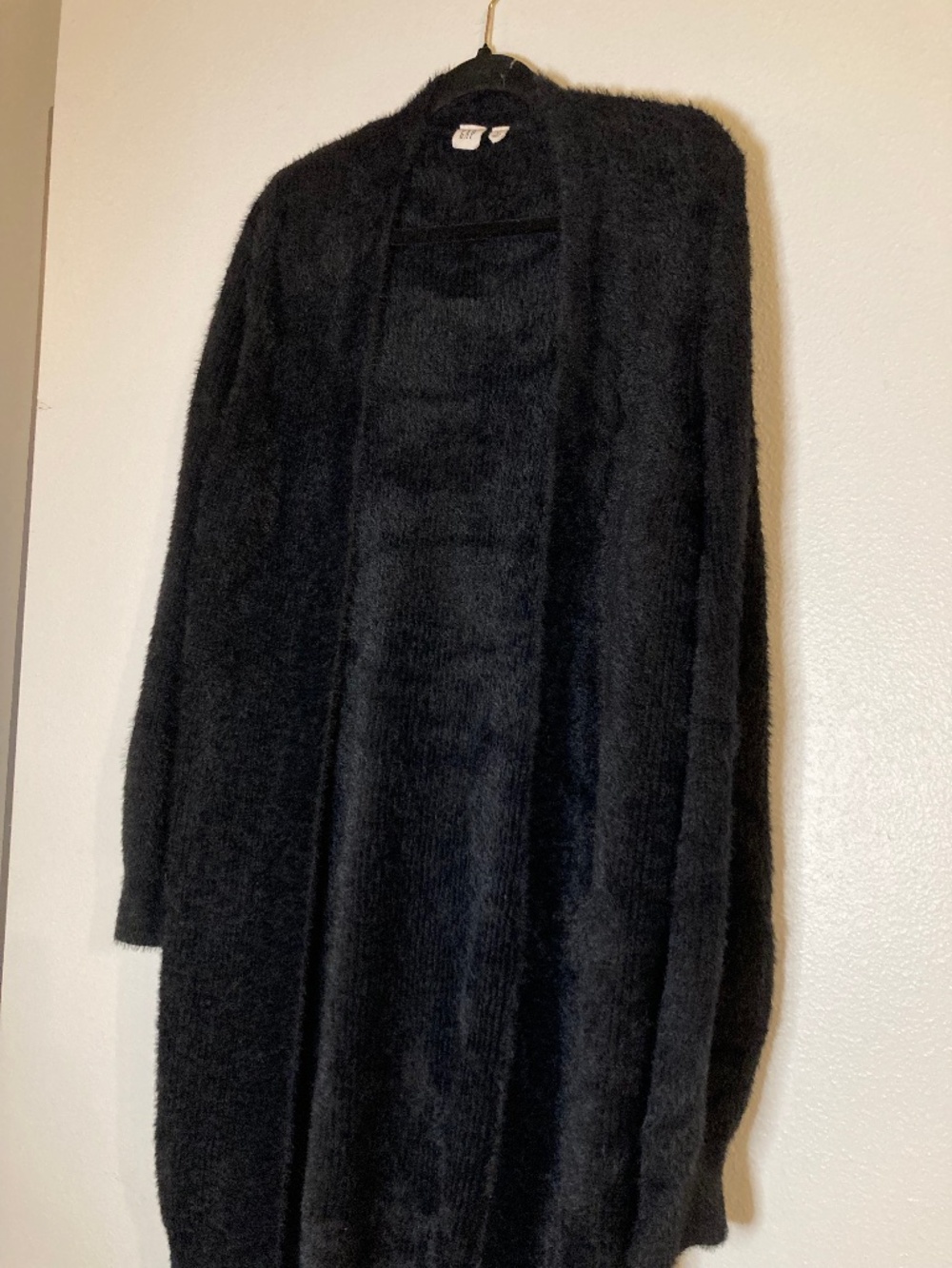 gap extra long fuzzy long sleeve cardigan